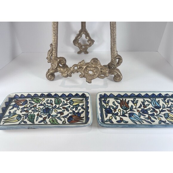 Set of Decorative Hand Painted Trinket /serving Trays‎ From Jerusalem 9”x4.5” - Picture 5 of 7